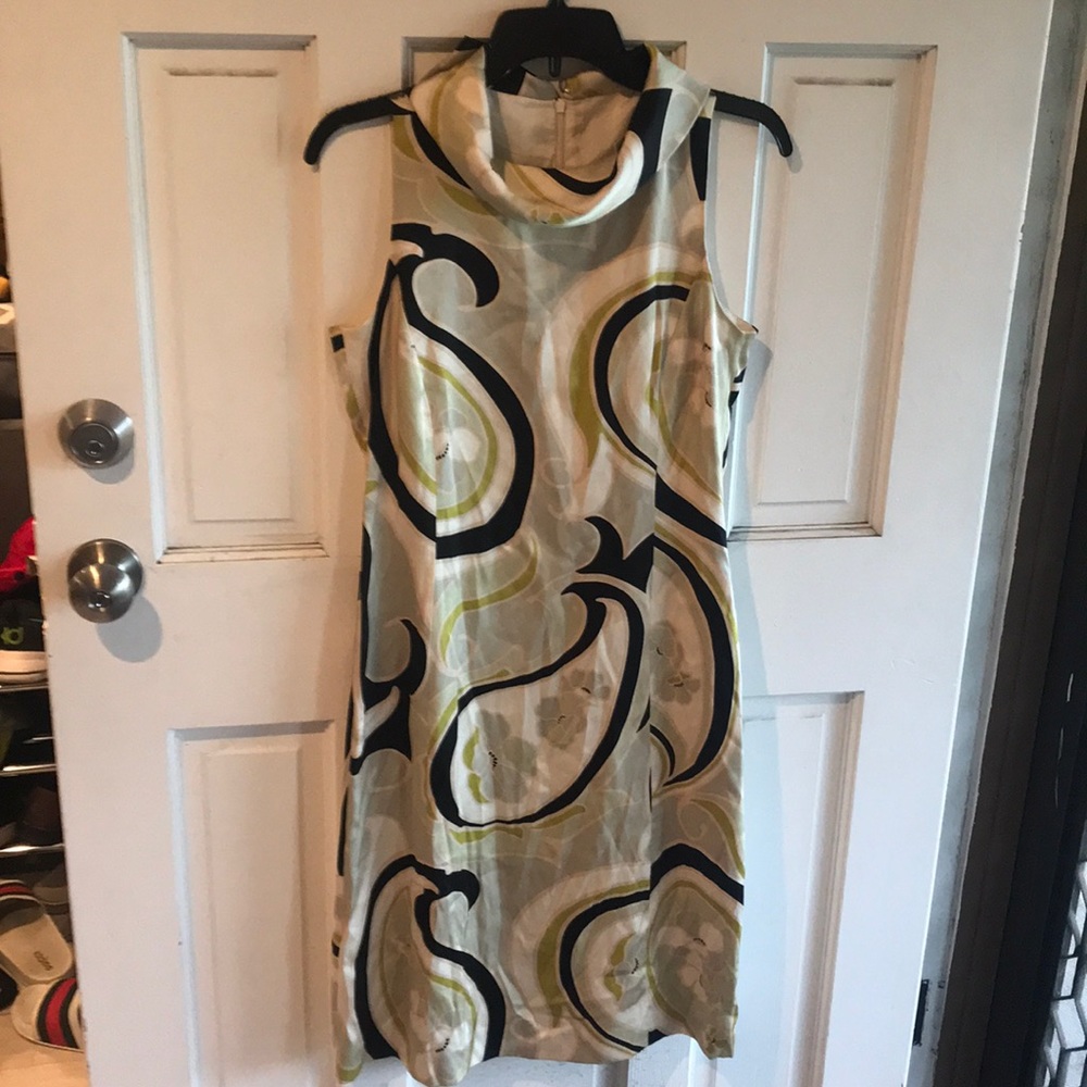 Banana Republic Satin Paisley Mock Neck Dress